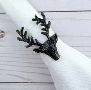 Napkin Rings Metal Stag Deer Buck Bronze Color Set of 4